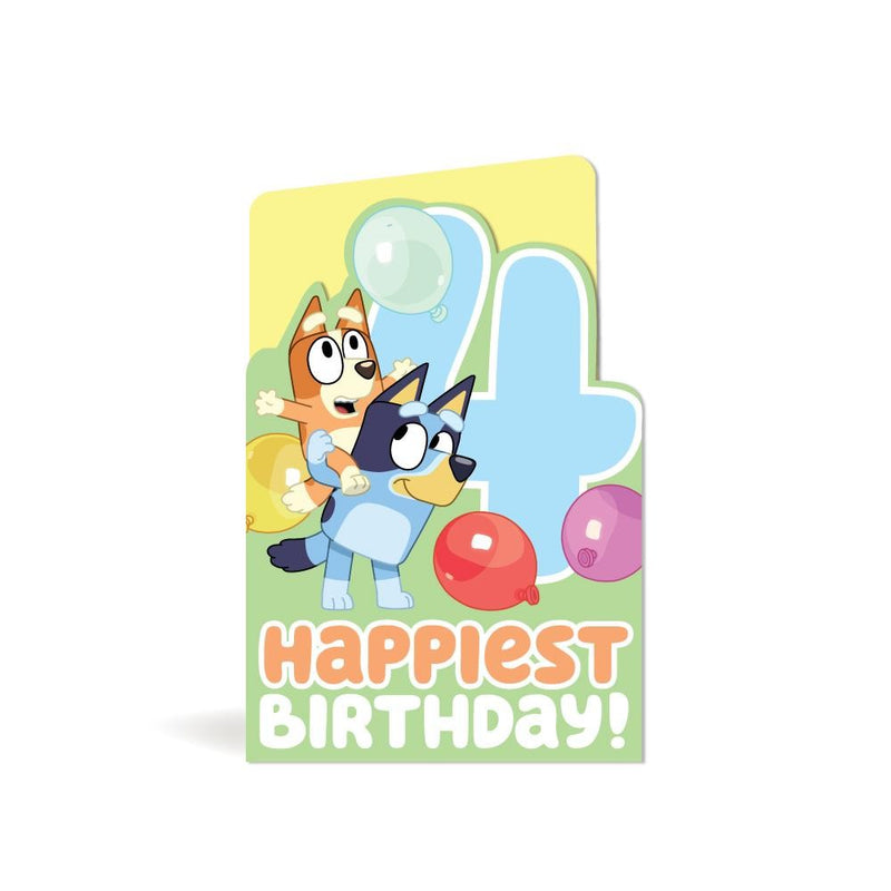 Bluey 4th Birthday Card